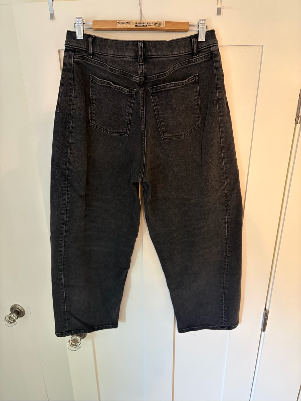SPANX Washed Black Barrel Leg Jeans Size Large Regular - Picture 3 of 3
